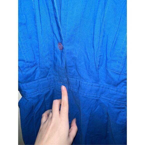 Vintage 80’s Diane von Furstenberg Sport DvF Blue Cotton Jumpsuit One-Piece 6 pe - Picture 3 of 6